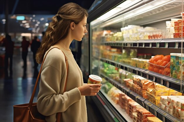 Photo women in aisle store grocery store supermart