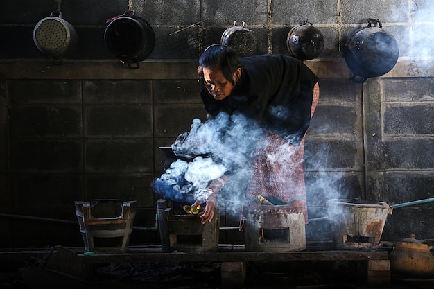 Women are cooking in rural Thailand