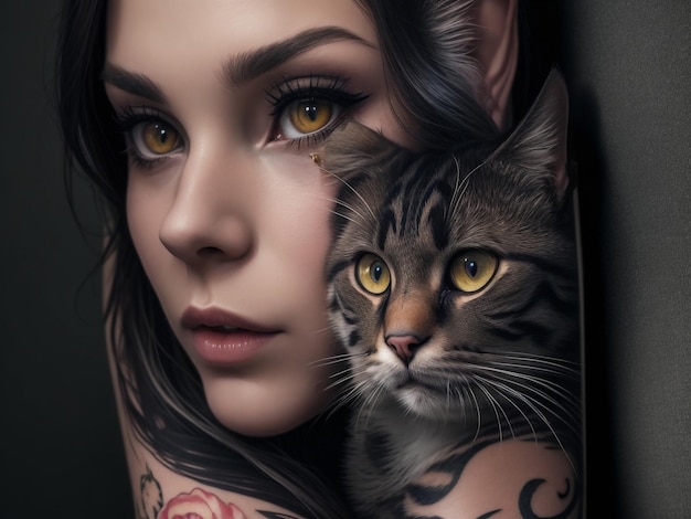 A women arm cat tattoo