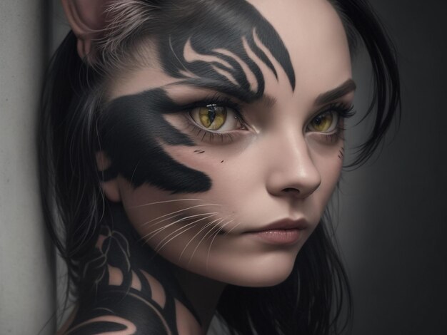  Premium AI Image | A women arm cat tattoo