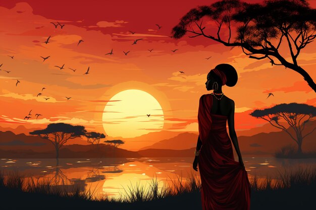 women background sunset