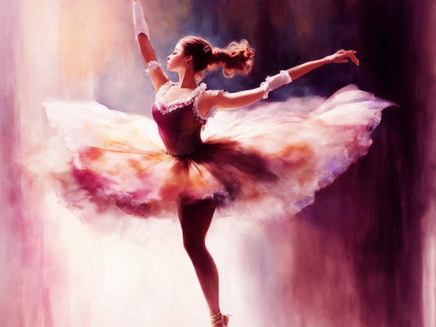 Women ballet dance with watercolor wallpaper