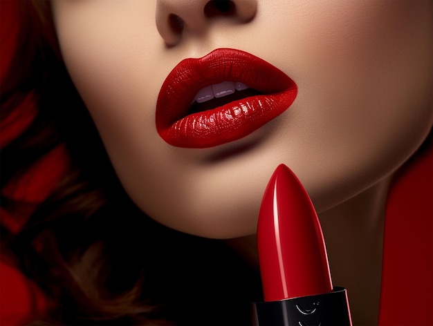 Women beauty lipstick for red lips