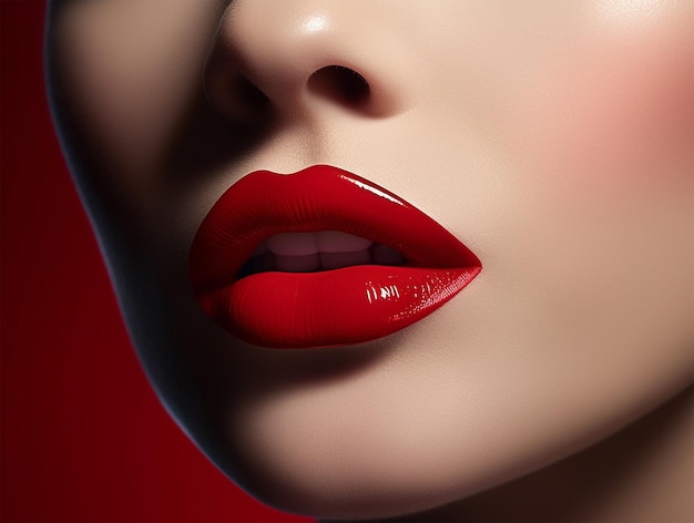 Foto rossetto di bellezza femminile per labbra rosse