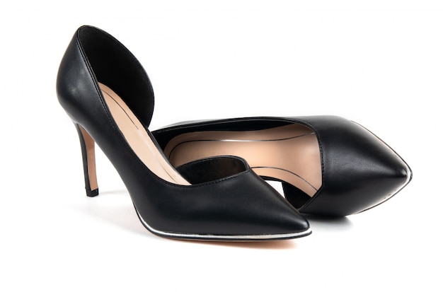 Women black classic shoes isolated