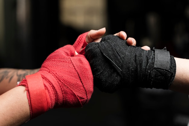 Women boxing gloves close-up