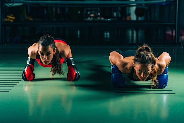 Women on boxing training