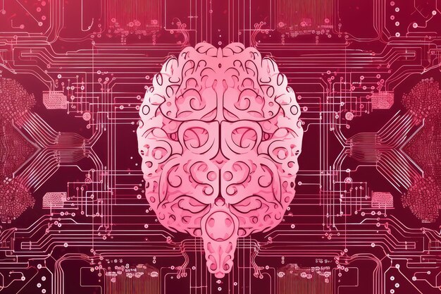 women brain thinking and healthcare technology on a pink background AI Generated