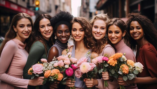 Photo women in a bustling urban setting