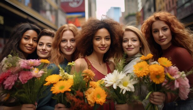 Foto donne in un ambiente urbano vivace