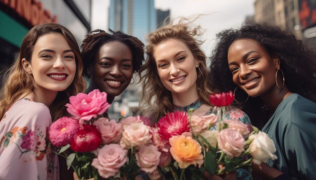 women in a bustling urban setting