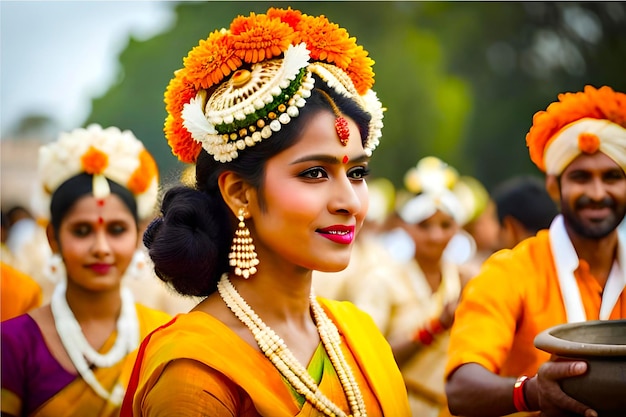 Women celebrating bonalu festival telangana women carrying bonalu goddess mahakali