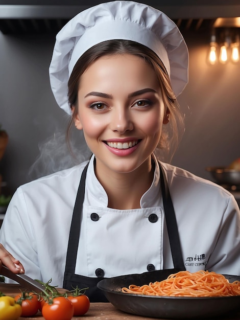 Foto donne chef che cucinano