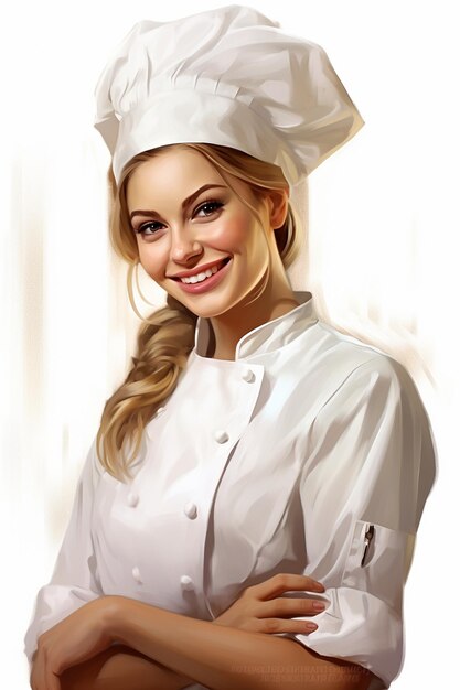 women chef in white background