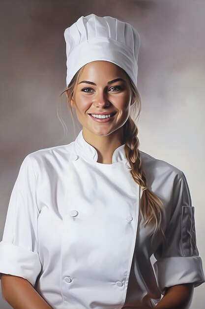 women chef in white background