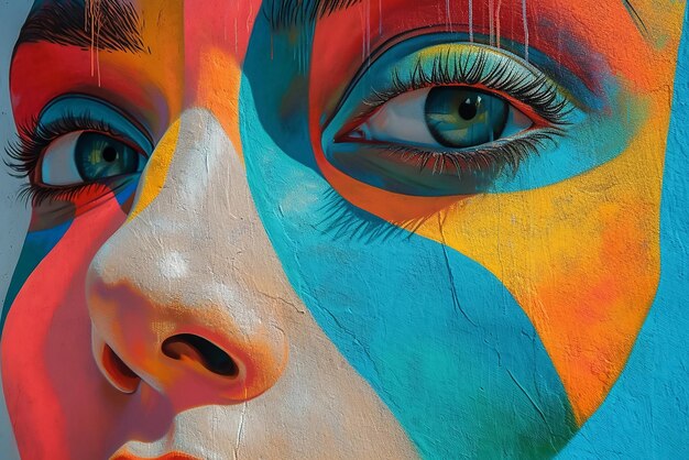 Women colorful face painting art