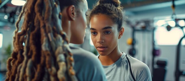 Women Conversing in Gym