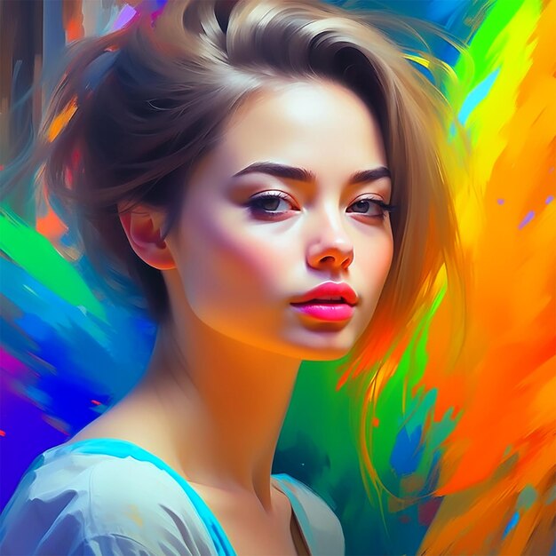 Women creative digital art image creation