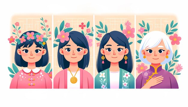 写真 女性の日 イラスト フラットベクトルイラスト