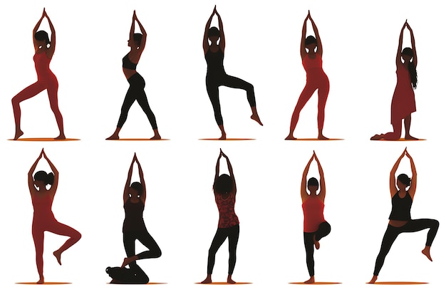 Women doing various yoga positions