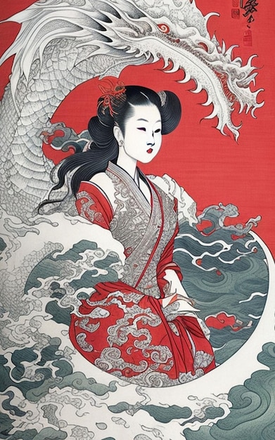 Women and dragon wave