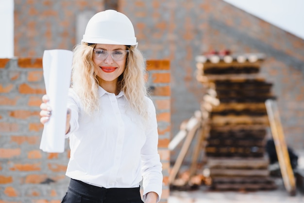 Women Engineer kijkt naar Building Glass.