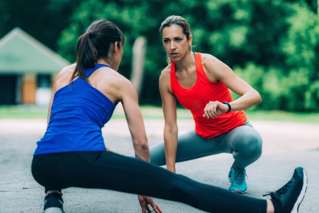 Women Exercising Outdoors Together