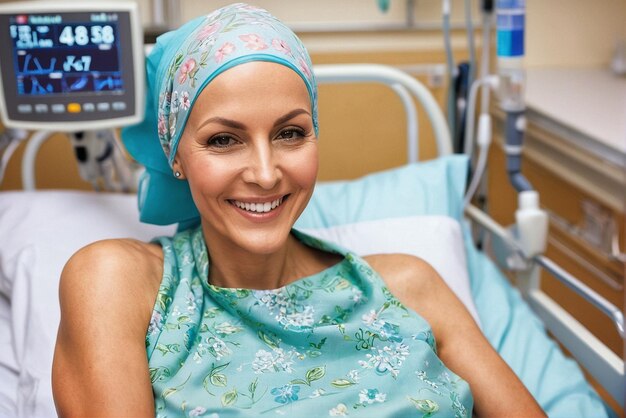 Photo women face cancer with a smile
