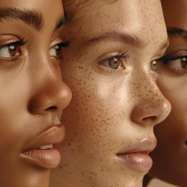 Foto facce femminili con diverse tonalità della pelle