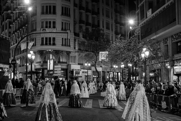 Photo women in falleras during las fallas