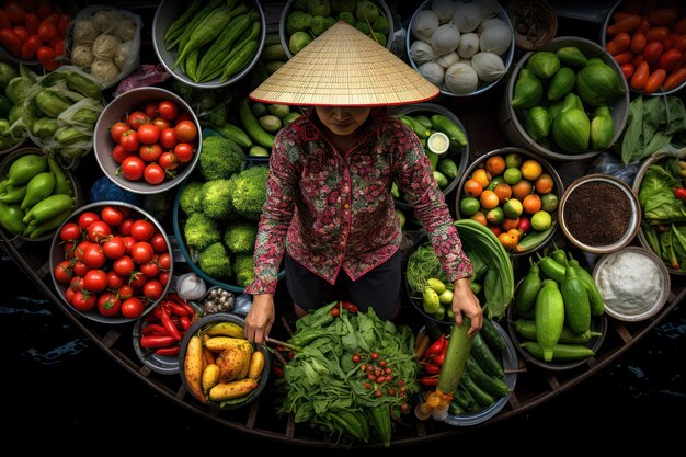 Foto donne cibo persone vietnamite asiatiche che vendono cappelli di strada mercato venditore tradizione fresca donne vietnamite