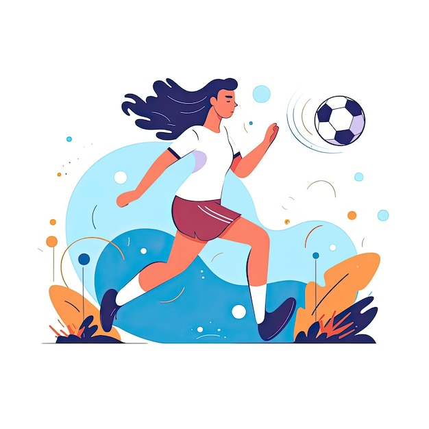 Women football soccer player kicking soccer ball vector tshirt design graffiti AI Generated