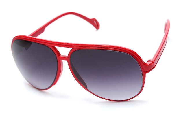 Women glamorous red sunglasses isolated on white