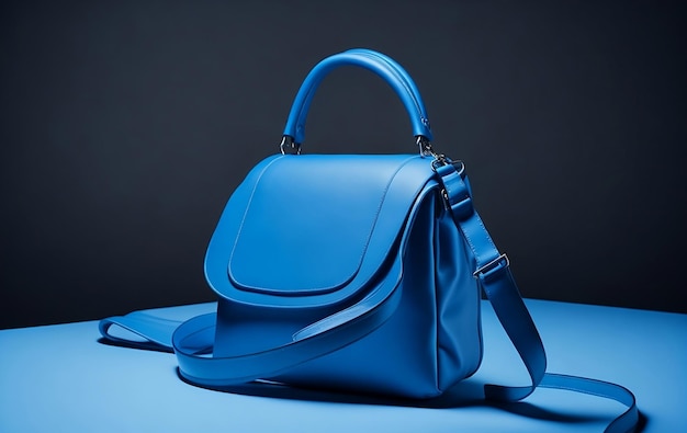 women handbag on a blue background woman handbag female bag blue handbag