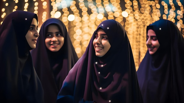 Женщины в хиджабе на вечеринке