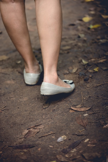 Women during hiking excursion in wood walking