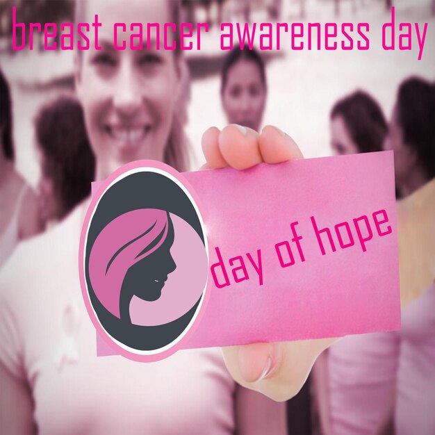 women holding card on breast awareness day