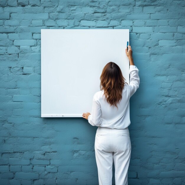 Photo women holding white board