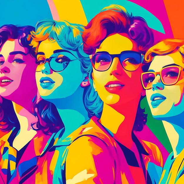 Women Illustration in Pop art style The concept of the female empowerment movement women power