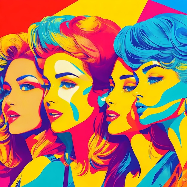 Women Illustration in Pop art style The concept of the female empowerment movement women power