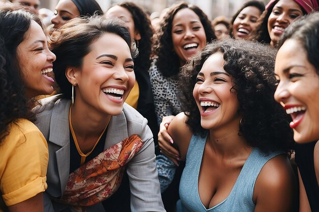 3월 8일 세계 여성의 날 여성들의 모임에서 웃는 여성들