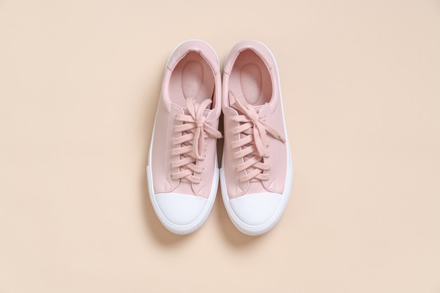 Photo women leather sneakers shoes