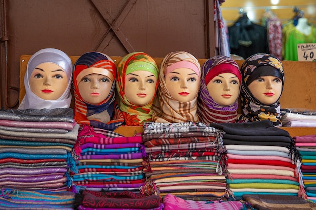 Women mannequin wearing hijab in marrakesh city