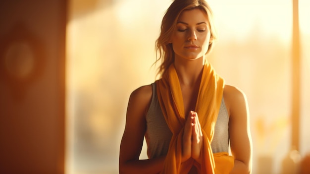 Photo women meditating on yoga mats ai generated