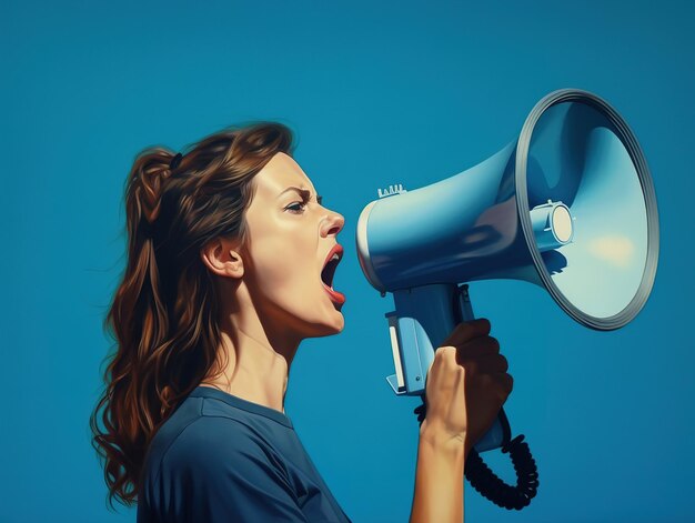 Women on megaphone protest