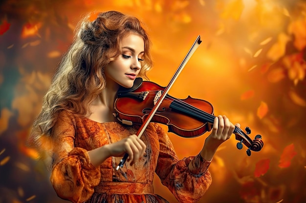 A Women Musician Capturing the Essence of Music Captivating Violinist Playing Classical Fiddle at