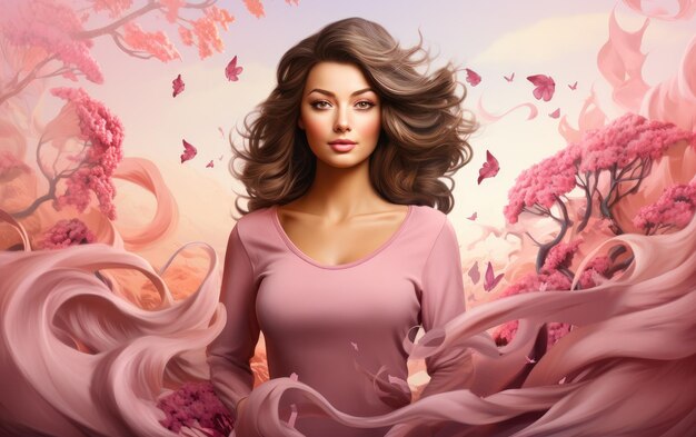 Foto donne in abito rosa e sfondo a tonalità rosa