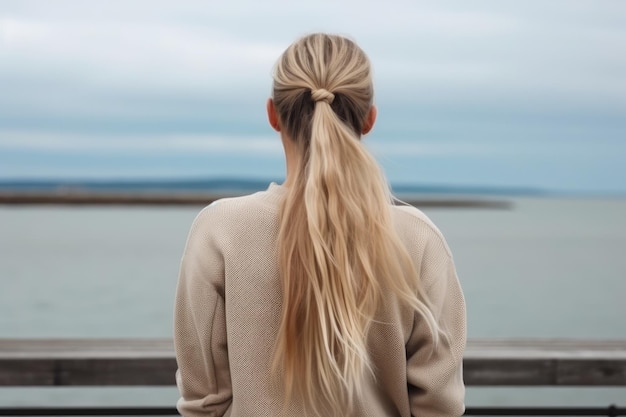 Photo women plait hairstyle look from back professional advertising photography