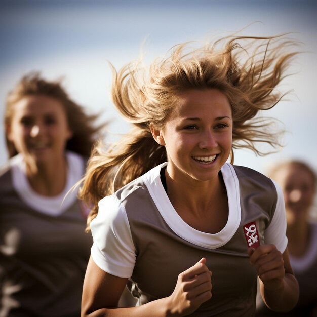 Photo women playing soccer empowering football moments in captivating imagery