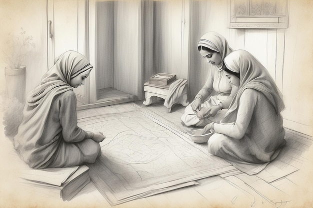 Women preparing eid alfitr at home